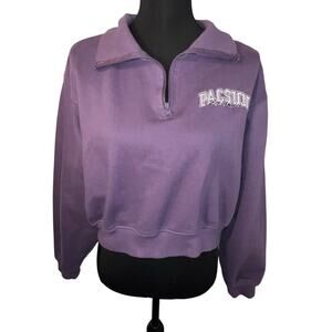 PacSun ladies size‎ M 1/2 zip polo crop long sleeve logo spell out sweatshirt